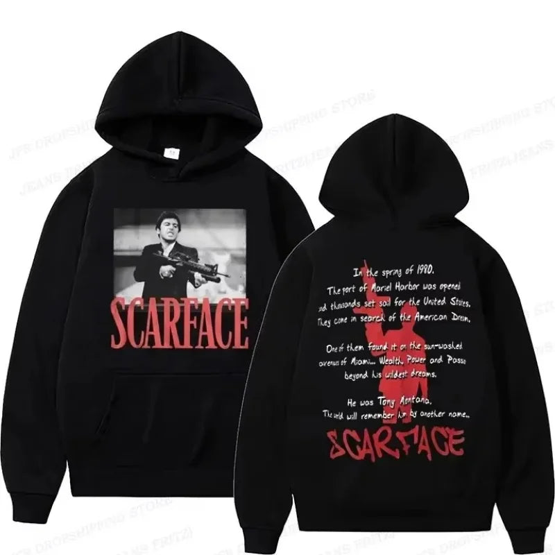 Movie Scarface Hoodies Men Women Fashion Hip Hop Hoodie Kids Coats Women Sweats Tony Montana Clothing Women's Tracksuits Girl