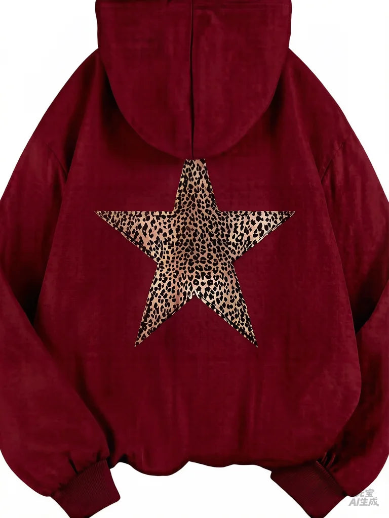 2025 Star Graphic Hoodies Y2k Leopard Print Hooded Sweatshirt Cheetah Hoodie Fashion Casual HipHop Harajuku Unisex Pullover