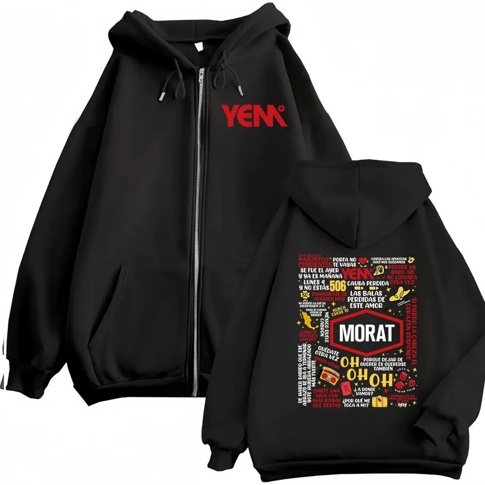 Band Morat Asuntos Pendientes Yem Printed Zip Up Hooded Sweatshirts Men Women Fashion Vintage Comfort Zipper Hoodie Coats Jacket