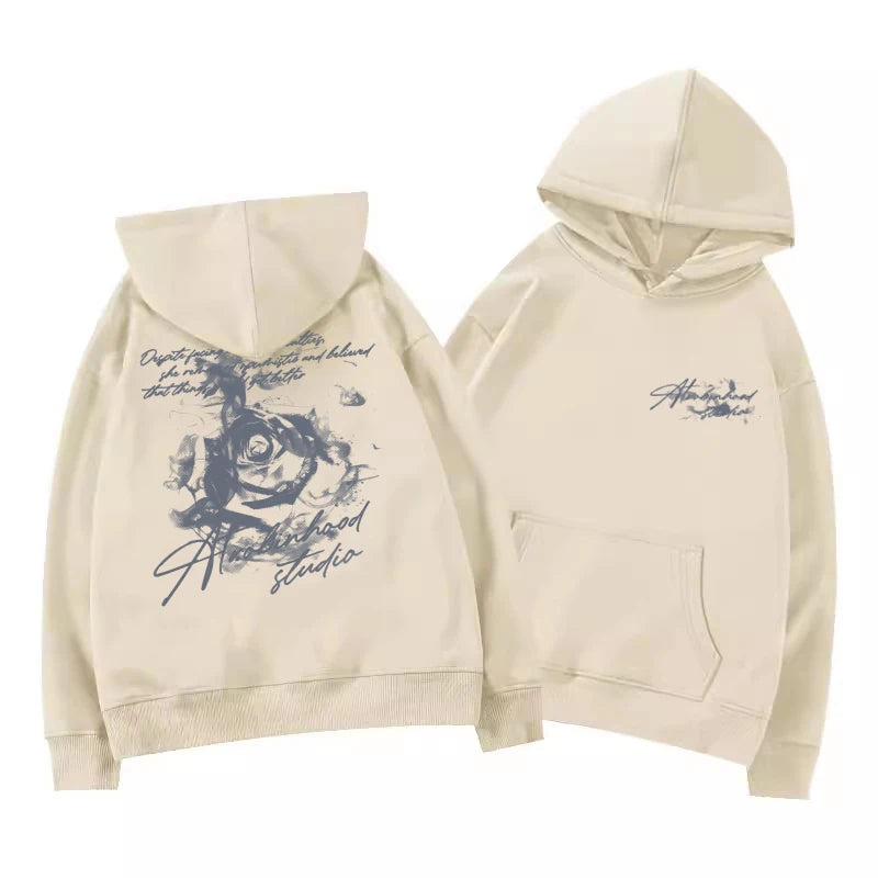 Rose Flower Men Women Hoodie Pullover Outdoor Street Casual Loose Sports Comfort Sporty Versatile Daily Winter Autumn Sweatshirt