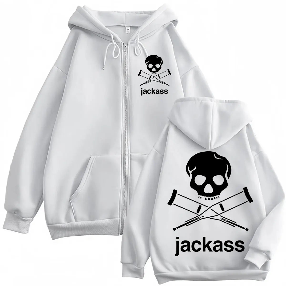 Jackass Logo Double Sided Print Zipper Hoodie High Quality Fashion Zip Up Hooded Sweatshirt Men Women Casual Oversized Pullovers