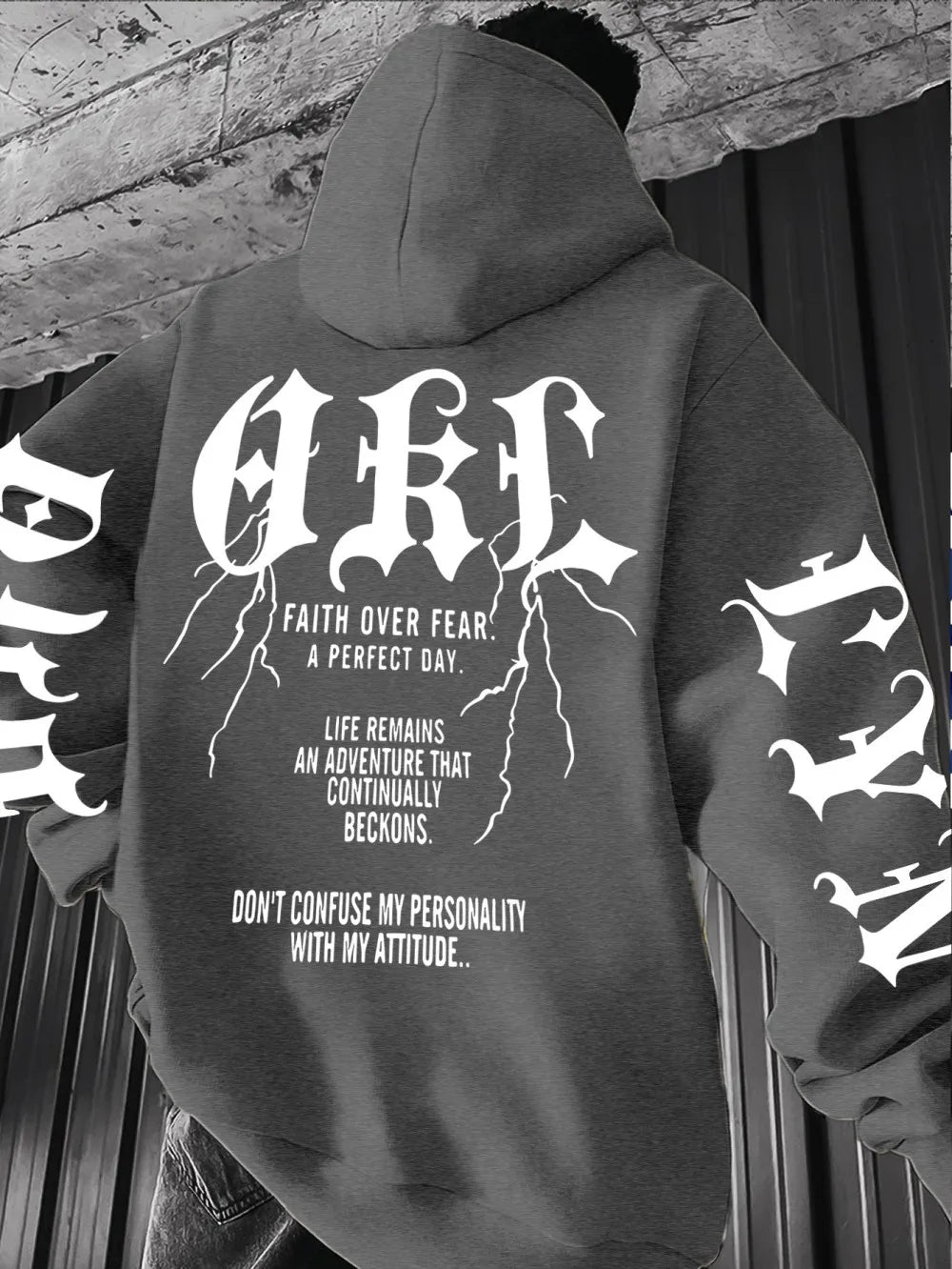 Gothic Font Versatile Street Men Women Pullover Hoodie Casual Loose Sport Hip-hop Y2K Autumn Winter Adult Sweatshirt Top Clothes