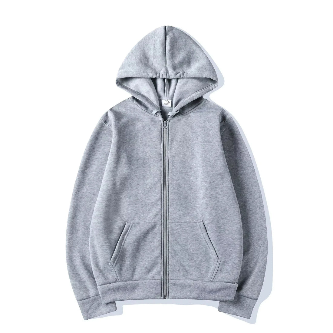 Solid color, smooth finish zip-up hoodie autumn/winter unisex long-sleeved sweatshirt simple stylish and casual wear
