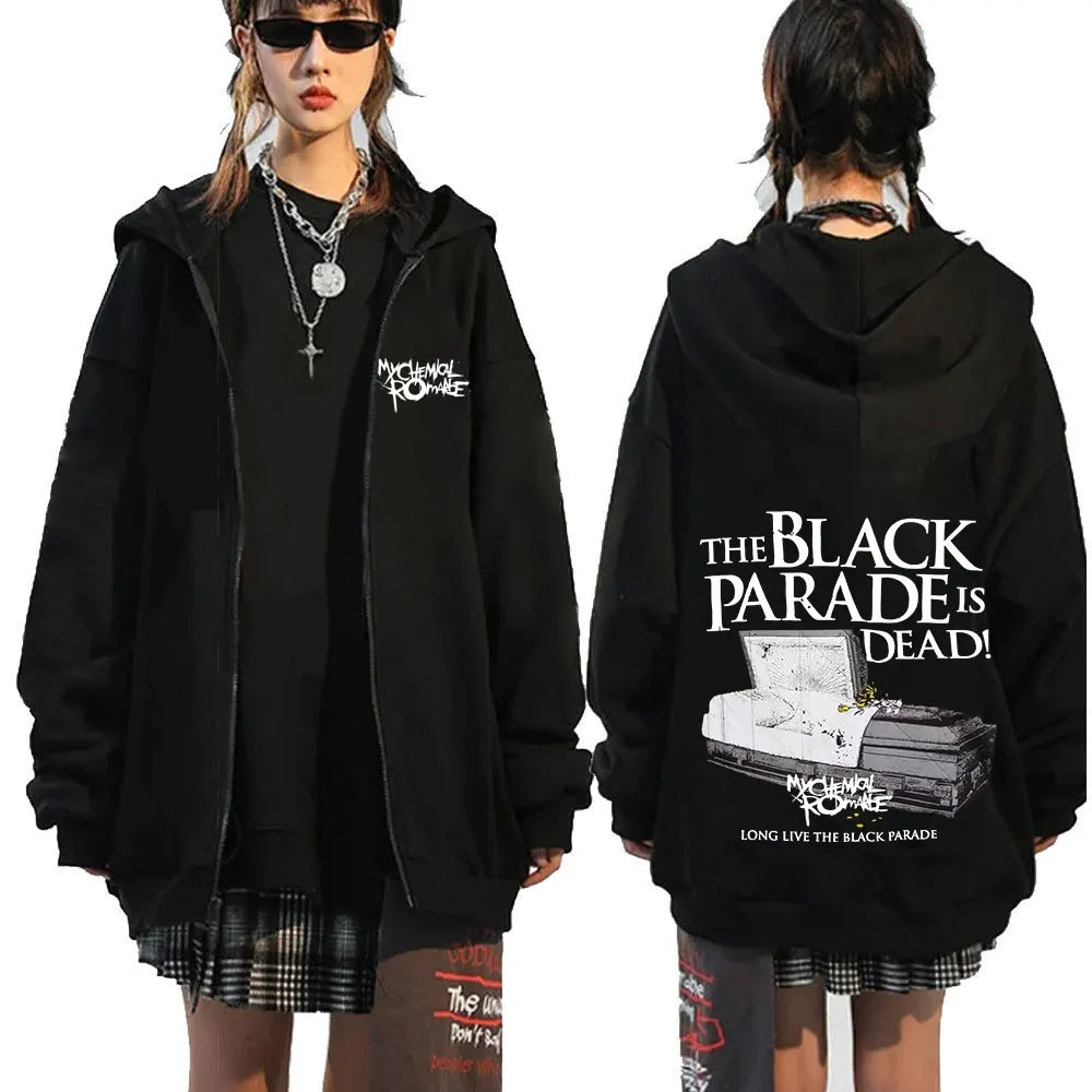 Rock Band My Chemical Romance Mcr Dead Zipper Hoodie Black Parade Punk Emo Zip Up Sweatshirt Men Fashion Vintage Hip Hop Hoodies
