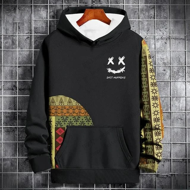New Ethnic Geometric 3d Print Hoodie Men Women Fashion Gothic Patchwork Hoodie Sweatshirt Vintage Tracksuit Men Clothing Black