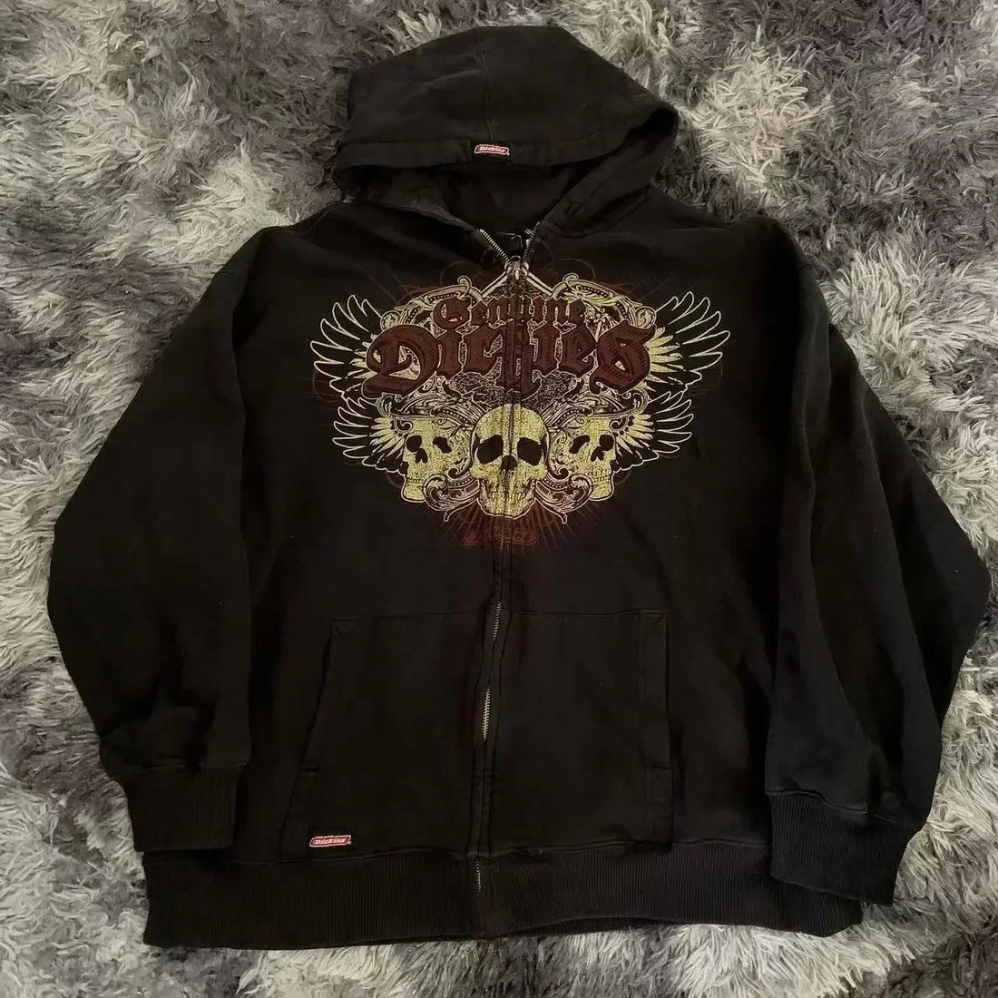 2000s Fashion New Cotton Red Couple zipper Hoodies vintage elite full Zip Hoodie Sweatshirt Size Skull Snake Red Y2K sweatshirts