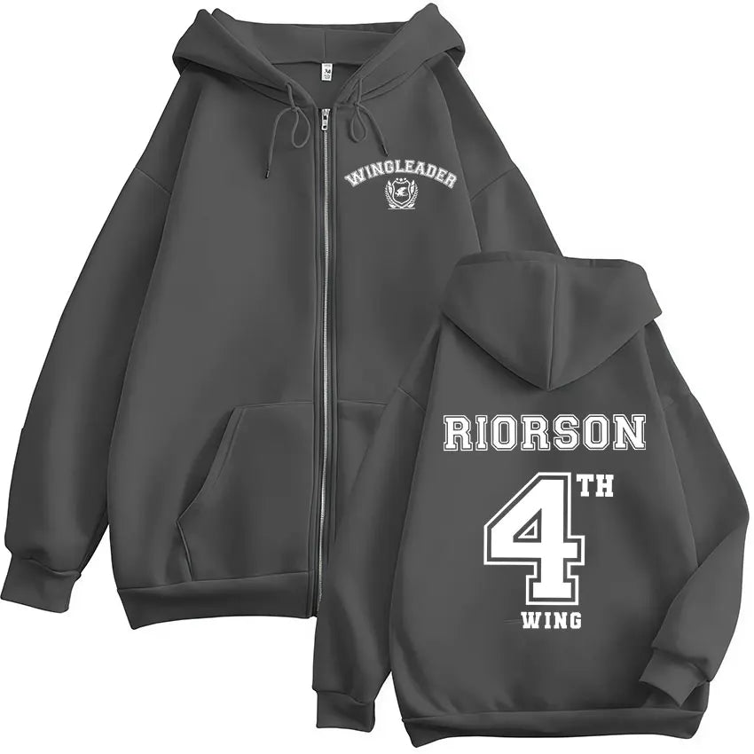 Wing Leader Xaden Riorson Zip Up Hoodie Basgiath War College Fourth Fans Coats Sweatshirt Men Women Casual Oversized Hooded