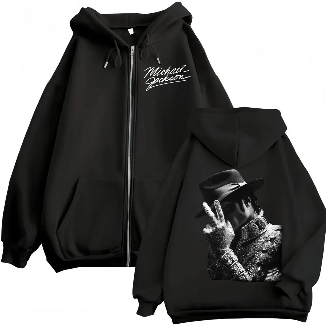 90's Classics Michael Jackson Merch Zipper Hoodie Men Women Fashion Rock Zip Up Pullovers High Quality Fleece Hooded Sweatshirts