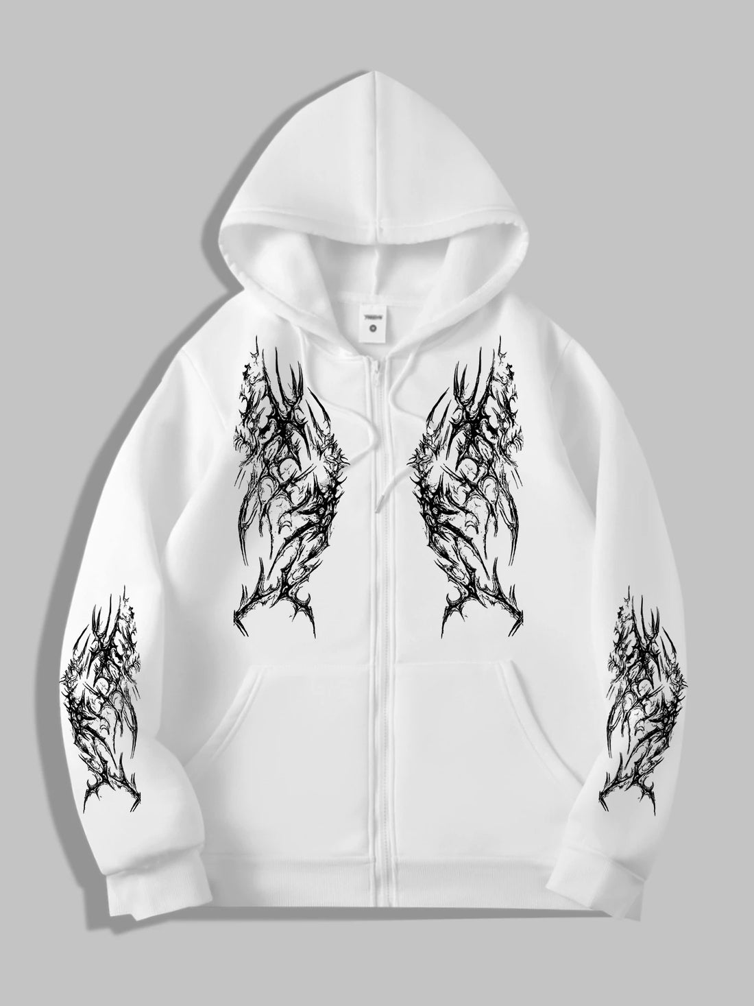 Y2K Gothic Dark Style Printed Zip-Up Hoodie Fashion Streetwear Zip-Up Hoodie for Casual Occasions