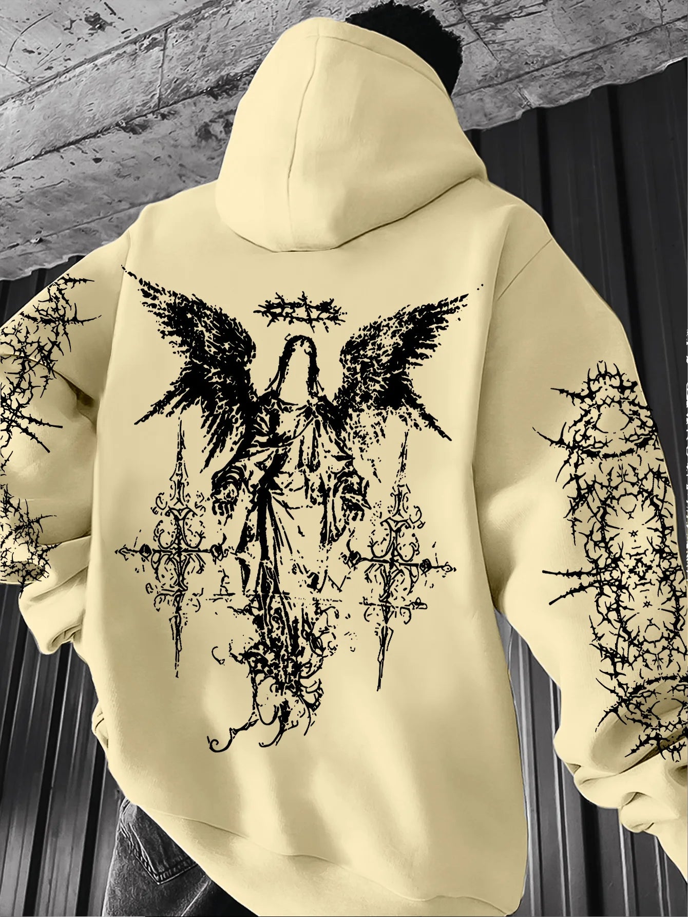 Gothic Style Angel Print Hoodies Men Women Outdoor Street Casual Sport Trend Hip-hop Couple Long-sleeve Autumn Winter Sweatshirt