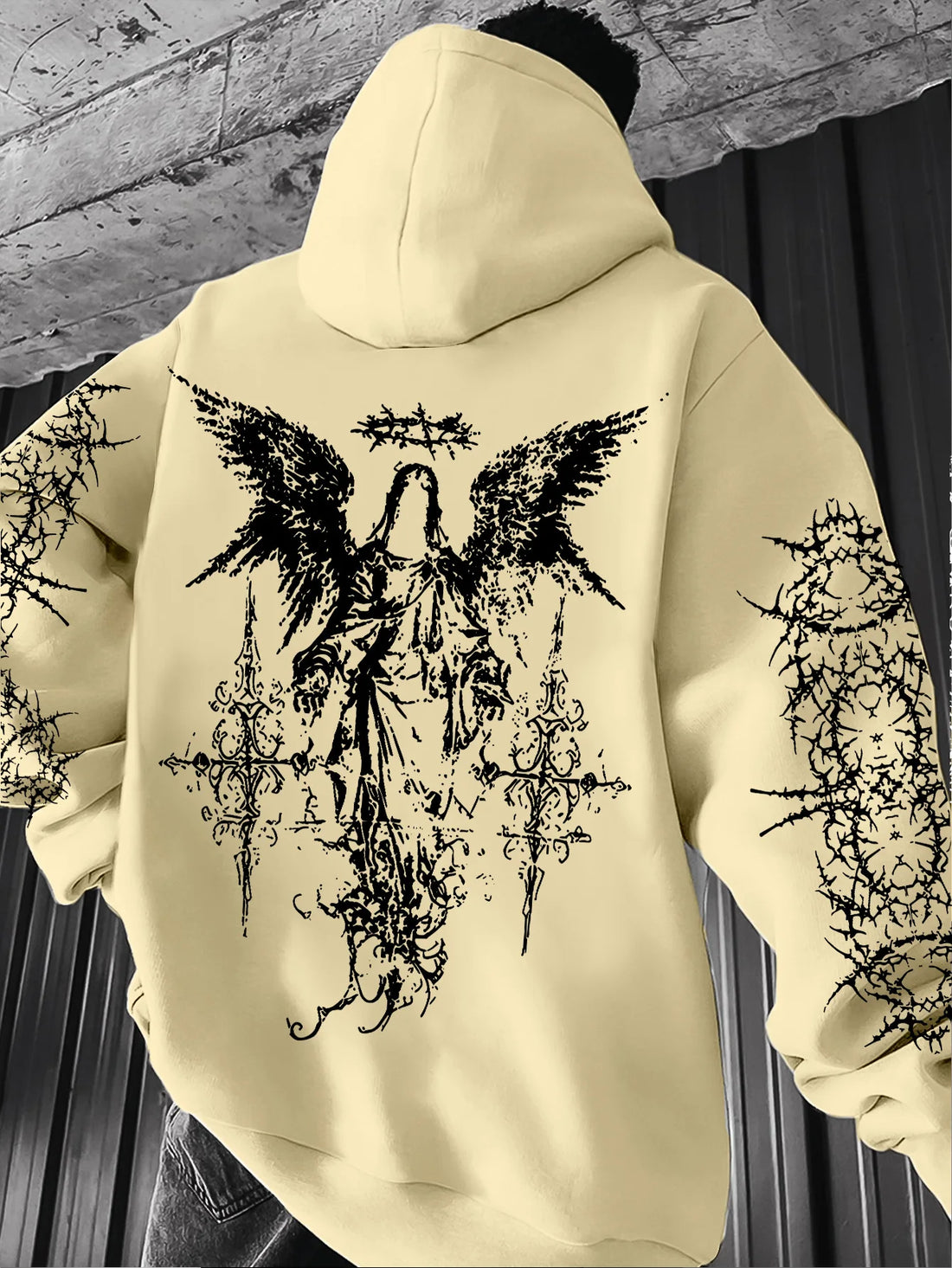 Gothic Style Angel Print Hoodies Men Women Outdoor Street Casual Sport Trend Hip-hop Couple Long-sleeve Autumn Winter Sweatshirt
