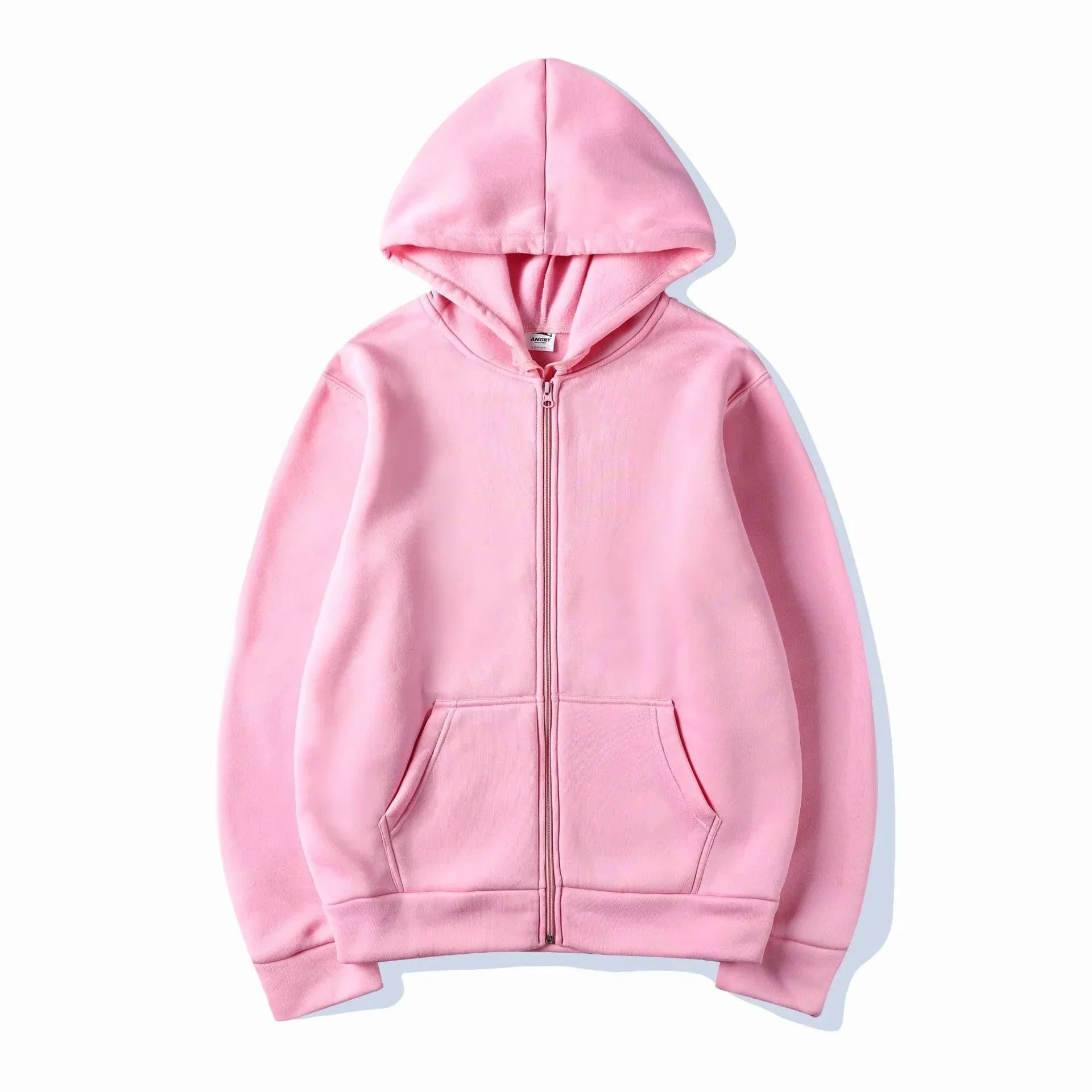 Solid color, smooth finish zip-up hoodie autumn/winter unisex long-sleeved sweatshirt simple stylish and casual wear