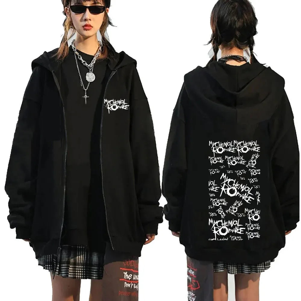 Rock Band My Chemical Romance Mcr Dead Zipper Hoodie Black Parade Punk Emo Zip Up Sweatshirt Men Fashion Vintage Hip Hop Hoodies