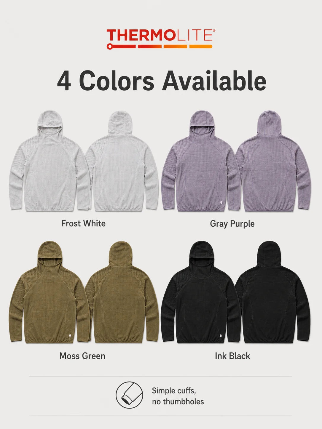 Thermolite® All Season Thermal Hoodie Unisex Lightweight Quick Dry Pullover Sweatshirt Breathable Winter Mid Layer Activewear