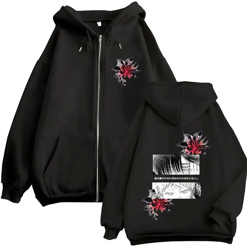 Anime The Summer Hikaru Died Hikaru Yoshiki Eyes Zipper Hoodies Men Women Fashion Zip Up Sweatshirts Long Sleeve Pullover Jacket