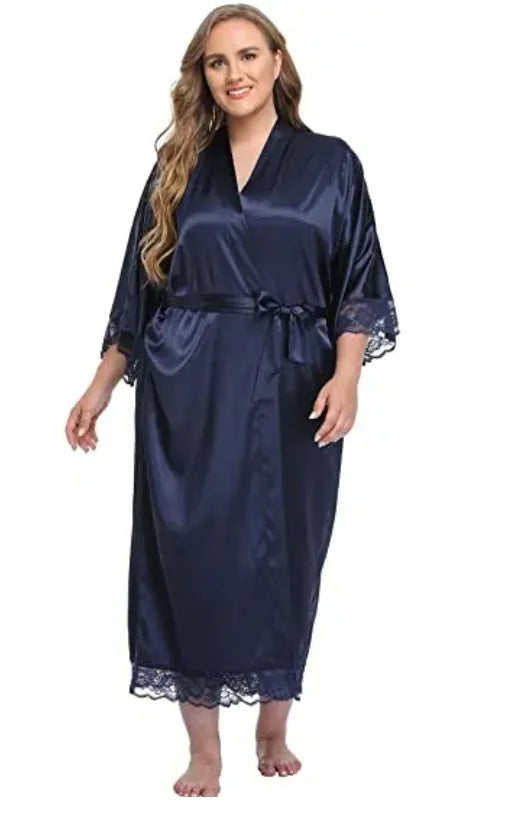Bride Robe with Lace Sleeves White Boudoir Lace Bridal Robe Long Wedding Kimono Robe for Women Bridesmaid Dressing Gown