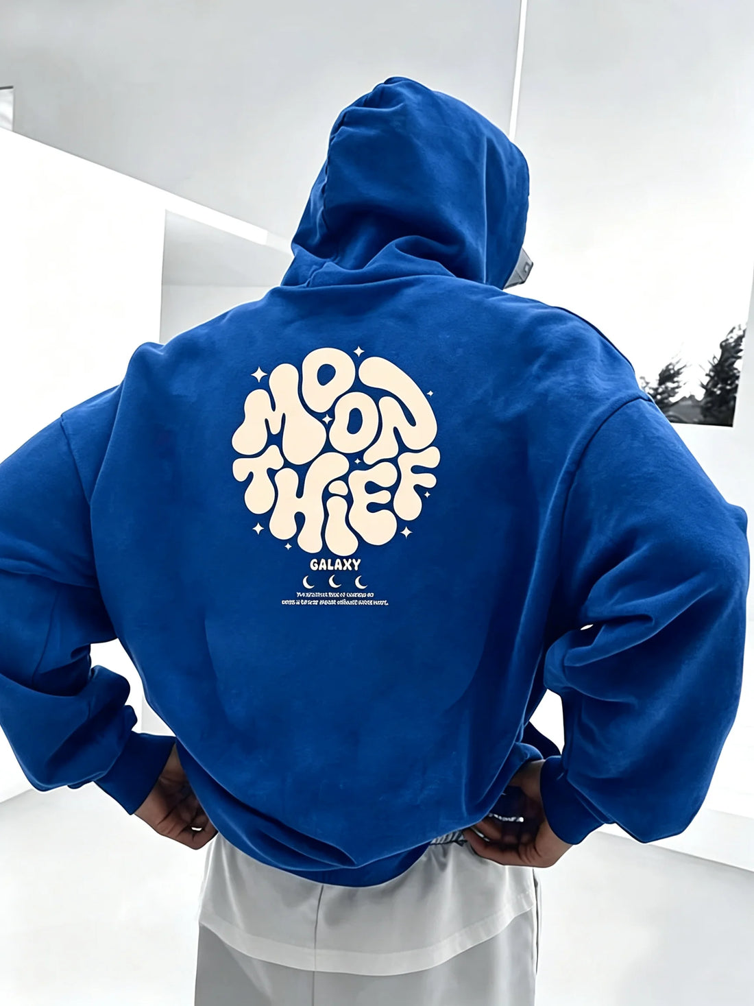 Men Autumn Winter Fleece Lined Hoodie Fashion Graphic Print Sleeve Sweatshirt Casual Sports Versatile Loose Hooded Pullover Tops