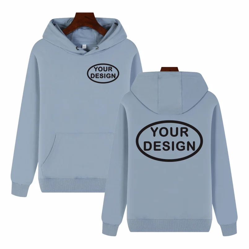 Customized Hooded Sweatshirt With LOGO Printing Embroidery Personalized Photos Casual 100% Pure Cotton And Plush Thick Pullover