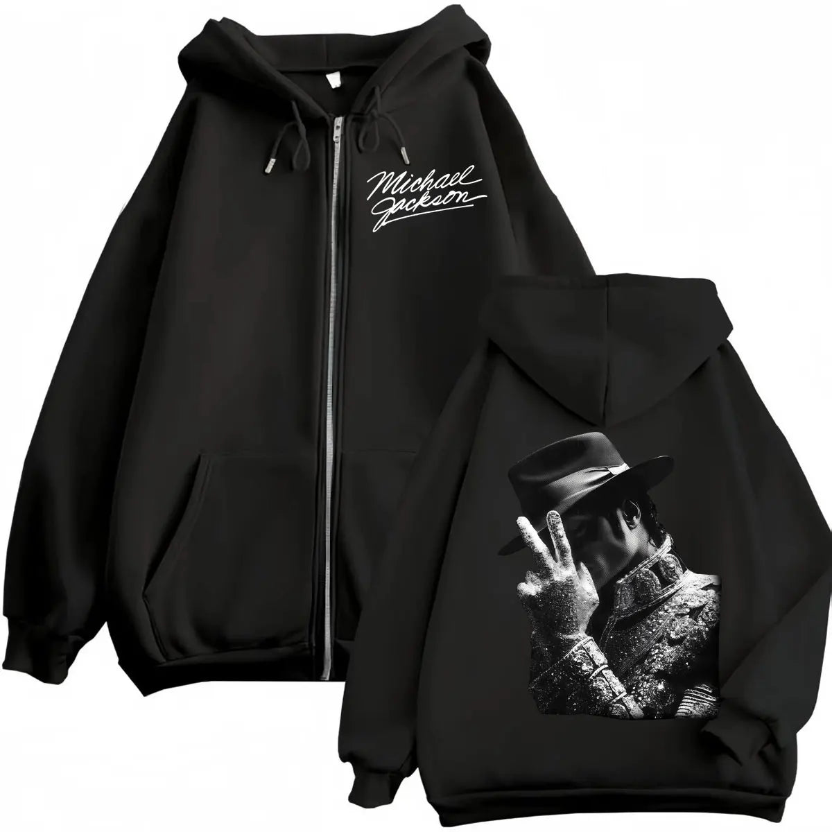 90's Classics Michael Jackson Merch Zipper Hoodie Men Women Fashion Rock Zip Up Pullovers High Quality Fleece Hooded Sweatshirts