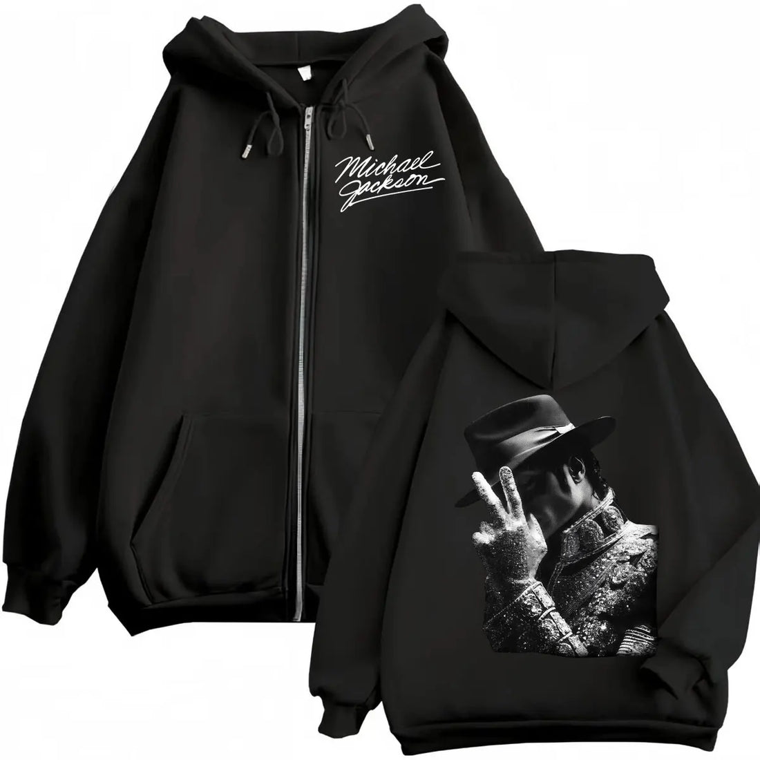 90's Classics Michael Jackson Merch Zipper Hoodie Men Women Fashion Rock Zip Up Pullovers High Quality Fleece Hooded Sweatshirts