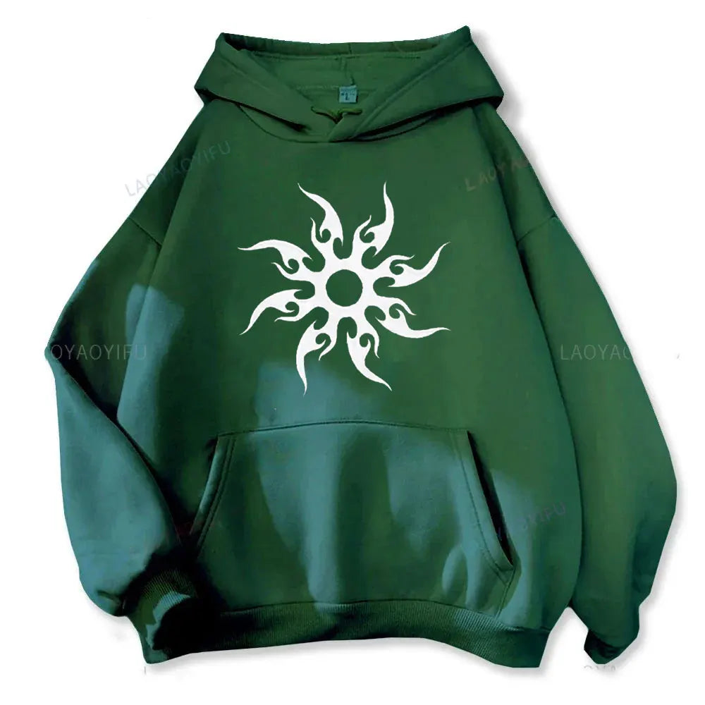 Men's hoodie with sun pattern print Harajuku hoodie fashionable and casual hoodie cartoon pattern top