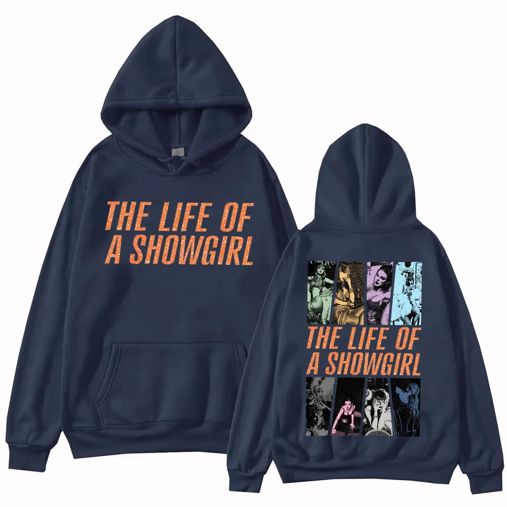 A men's hoodie with a printed pattern of Harajuku street dance from "The Life of a Musical Girl" by Subra Regalo
