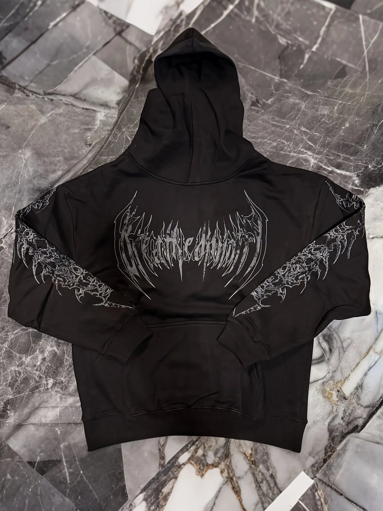 Fashionable men's autumn gym muscle training Gothic letter print soft and comfortable hooded sweatshirt outdoor street sports to