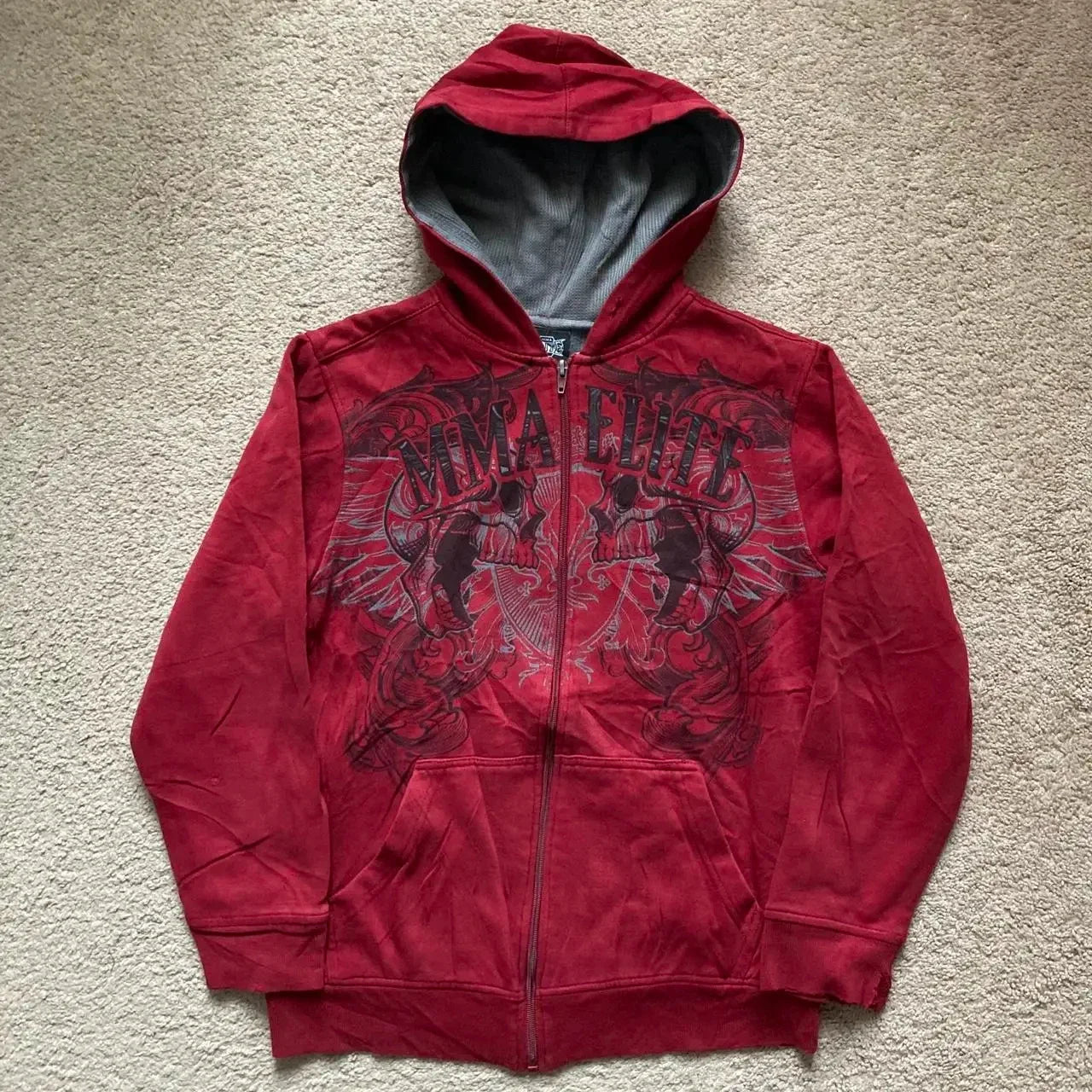 Street New Y2K Fashion Oversized Skull Print Hooded Sweater Male Harajuku Retro Hip Hop Popular Leisure Sports Hooded Sweater