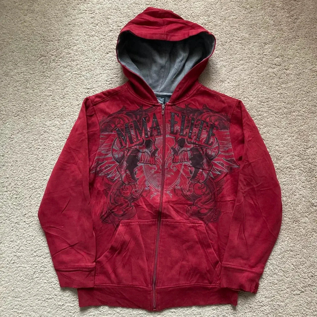 Street New Y2K Fashion Oversized Skull Print Hooded Sweater Male Harajuku Retro Hip Hop Popular Leisure Sports Hooded Sweater
