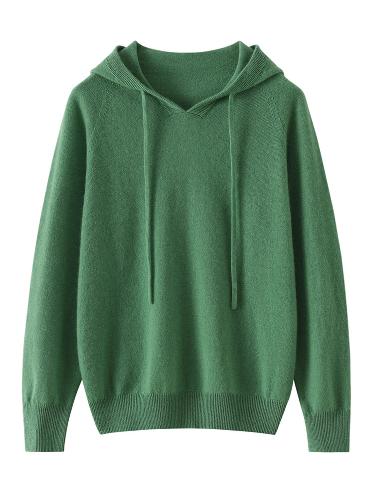 CHICUU Women Cashmere Hoodie Sweater 100% Cashmere Pullover Knitwear Autumn Winter Casual Style Hoodie Soft Warm Clothing Tops