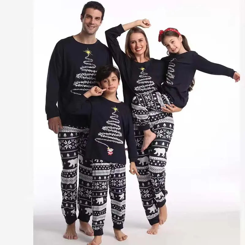 New Family Christmas Pajamas Mom Dad Kids Matching Clothing Set Baby Romper Pjs Soft Loose 2 Pieces Suit Homewear Xmas Look