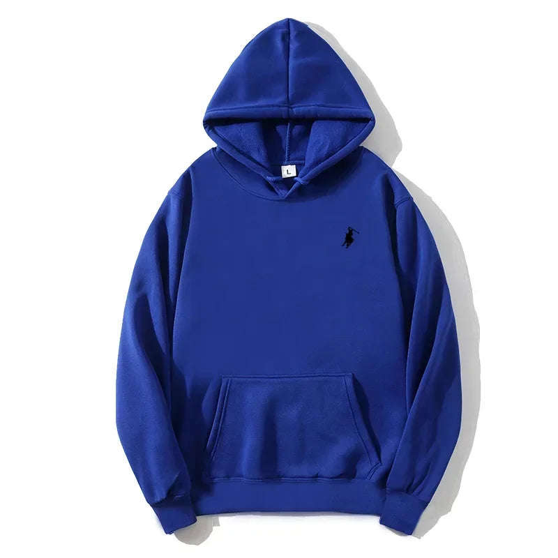 2026 polo print hooded sweatshirt for autumn and winter, suitable for both men and women, loose white couple's casual sweatshirt