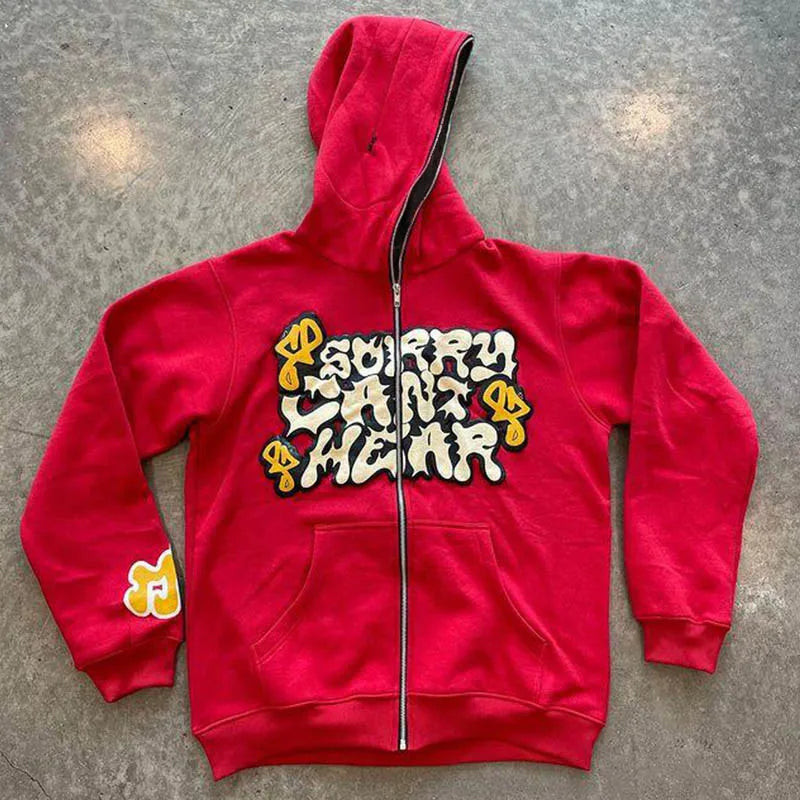 American Retro Star and Letter Printed Zip-up Hoodies Y2K Women / Men Spring Autumn Section Lazy Fashion Street Cardigan Jacket