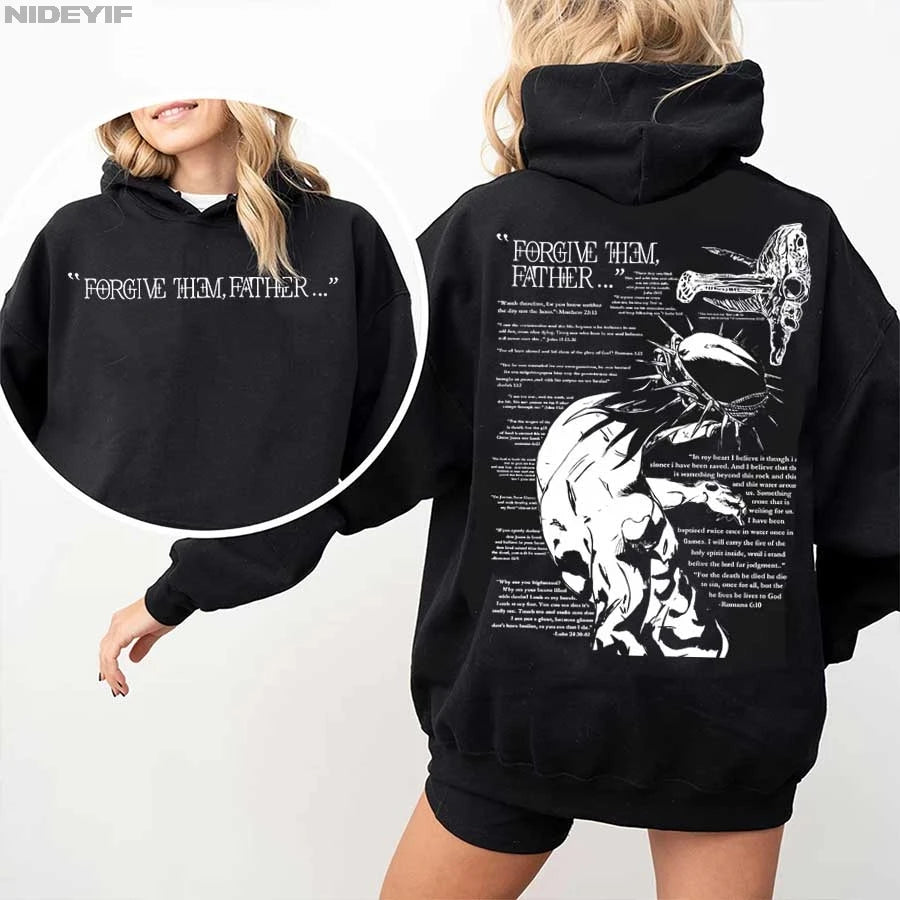 Christian Jesus Merch Forgive Them Father Bible Verse Hoodie Men Women Pullover Hiphop Streetwear Casual Sweatshirt Tops CJ2