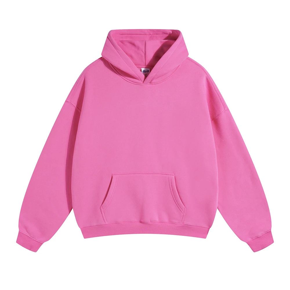 ZODF New Thick 350gsm Fleece Hooded Hoodies For Men Unisex Winter Oversized Loose Basic Solid Sweatshirts Pullovers Coats HY0631