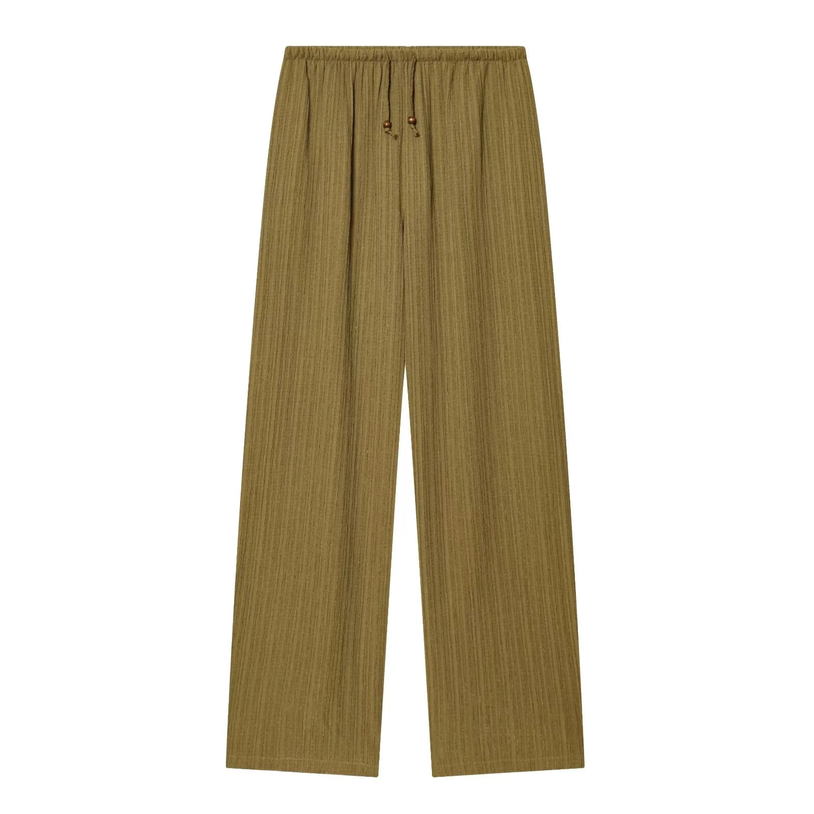 Summer women's collar short sleeved casual drape shirt high waist elastic waist long straight leg pants set
