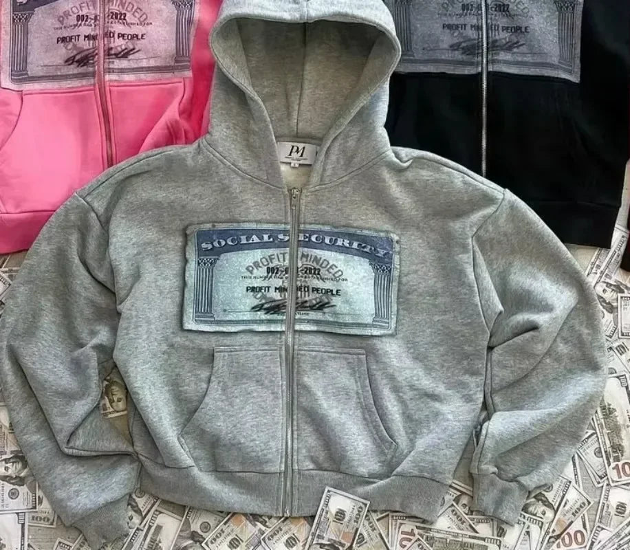 Y2K Retro Hoodie Men's and Women's Custom Print Streetwear Long Sleeve Pullover with Hood