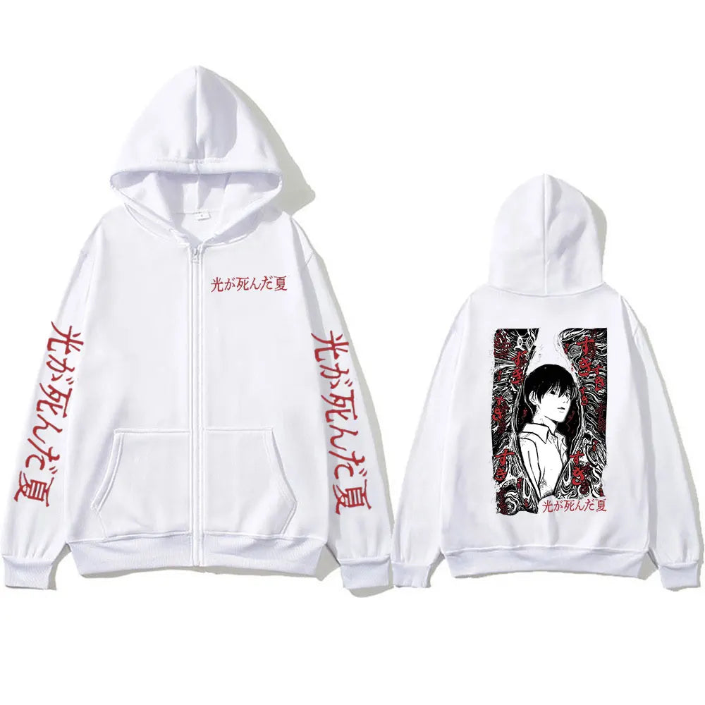 Anime The Summer Hikaru Died Zipper Hoodies MHikaru Yoshiki Manga Zip Up Hooded Sweatshirts Long Sleeves Pullovers Jackets Coats