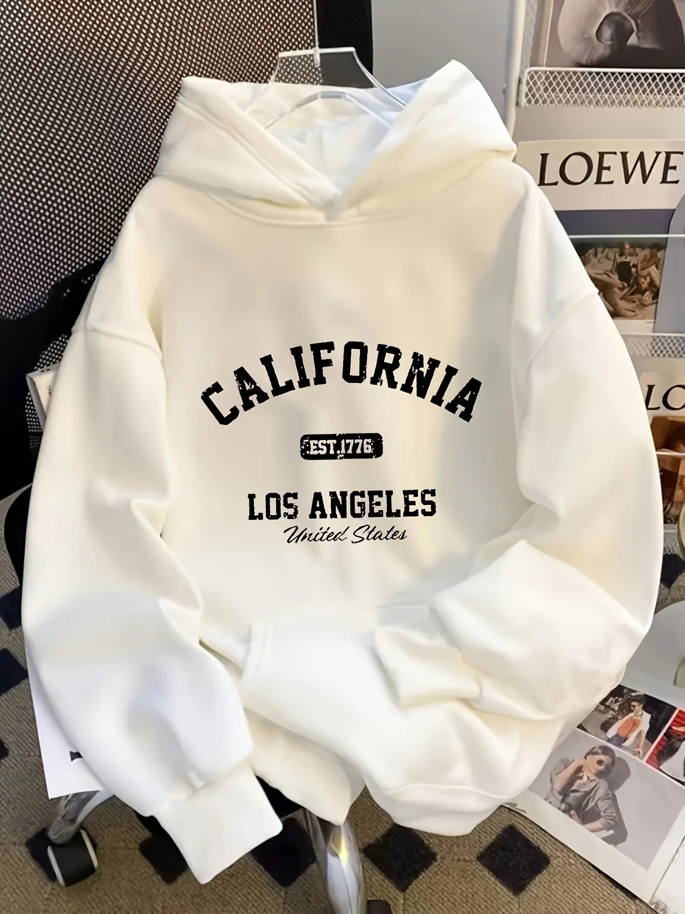  Women'S Loose Fit Fashion Hoodie with Letter Pattern Casual Long Sleeve Pullover with Kangaroo Pockets Comfortable and Stylish