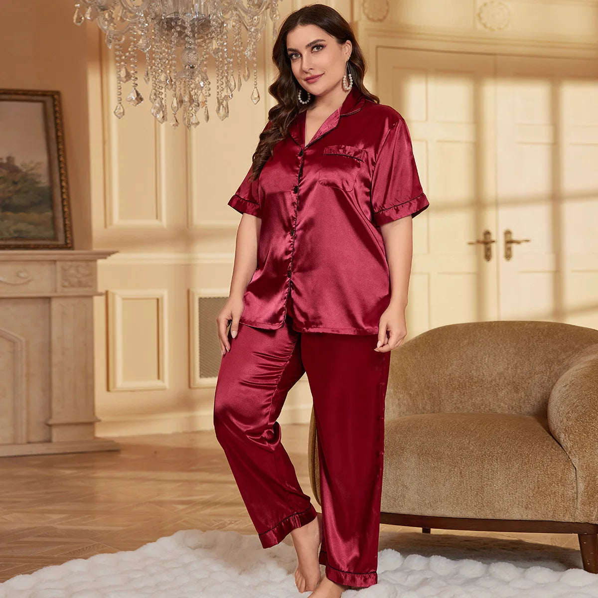 Plus Size Pajama Women Sleepwear Pajama Sets Summer Large Size Pajamas Casual Pajama Set Sexy Comfortable Ladies Loungewear