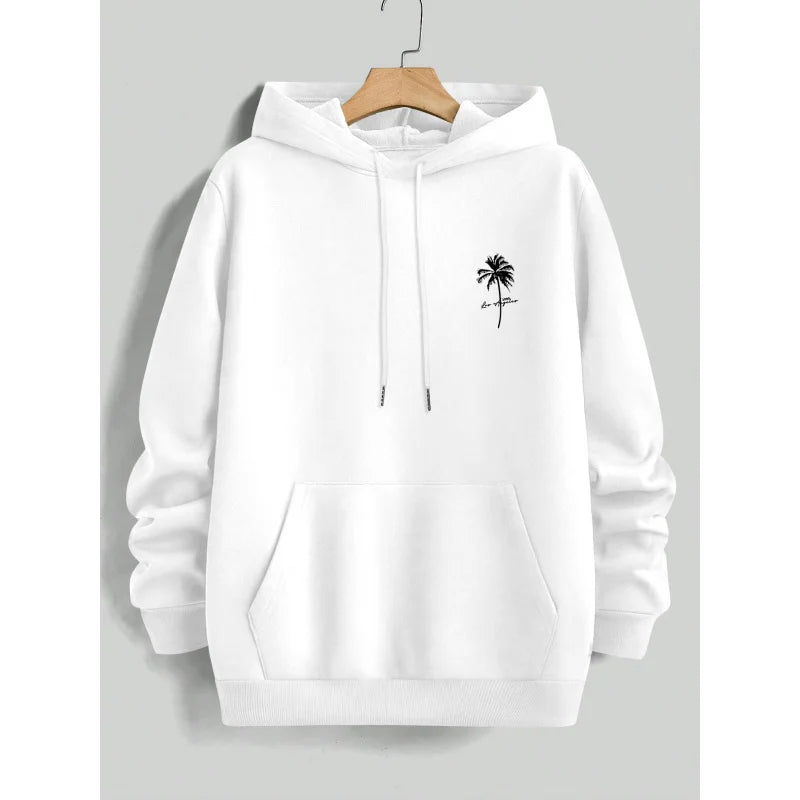 Coconut Tree Pattern Men's Fashion Printed Hooded Sweatshirt，Front and back printed hoodie, a fashionable and unique item