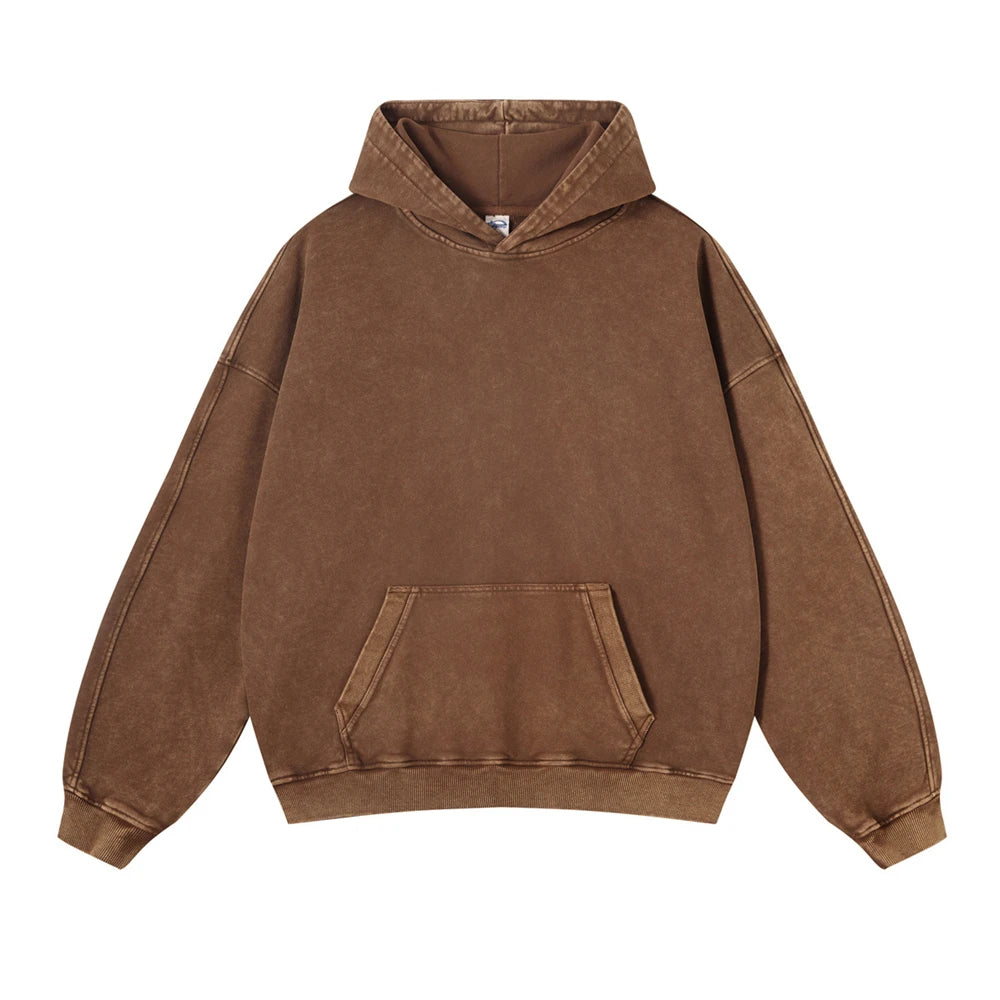 ZODF Vintage Batik Washed 420gsm Cotton Hoodies For Men Unisex Heavyweight Loose Hip Hop Hooded Sweatshirts Pullovers HY0696