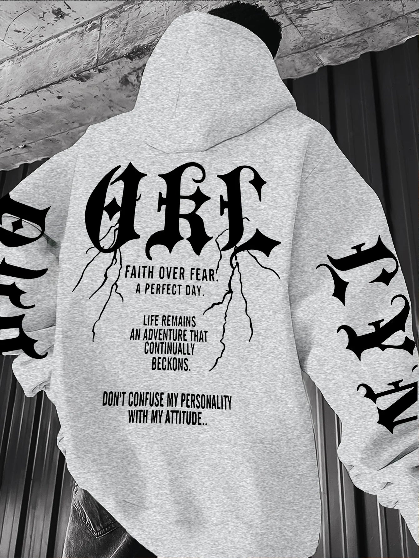 Gothic Font Versatile Street Men Women Pullover Hoodie Casual Loose Sport Hip-hop Y2K Autumn Winter Adult Sweatshirt Top Clothes
