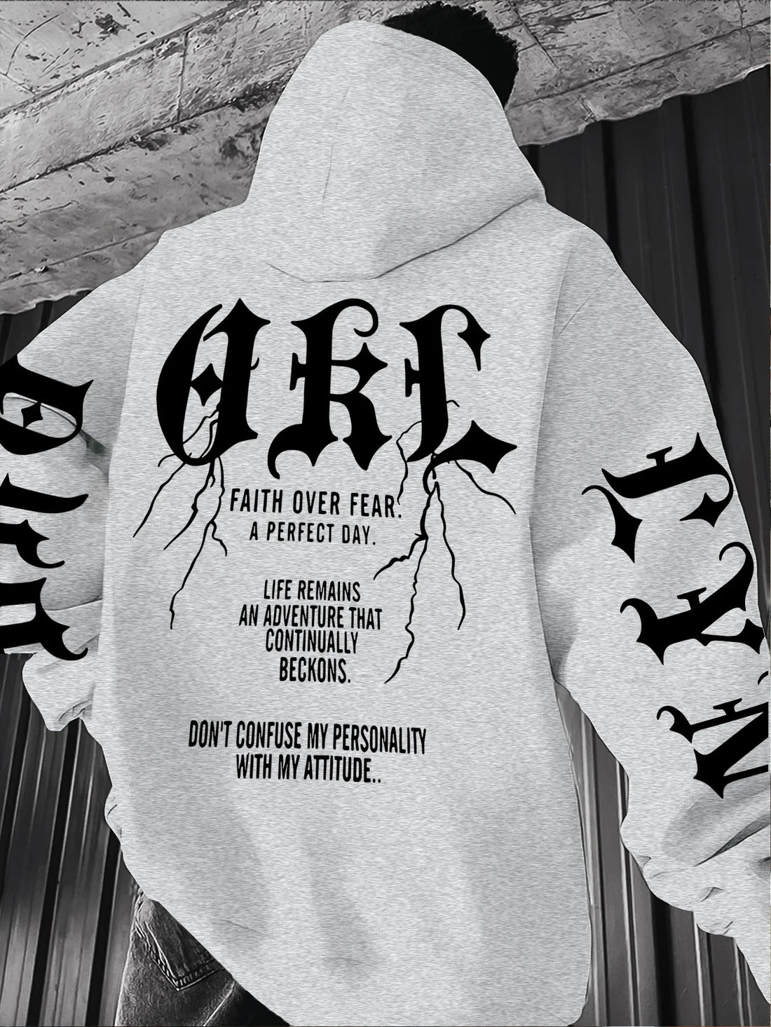 Gothic Font Versatile Street Men Women Pullover Hoodie Casual Loose Sport Hip-hop Y2K Autumn Winter Adult Sweatshirt Top Clothes