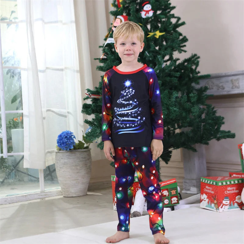 Christmas Family Matching Sets Father Mother Children Cartoon Pajamas+Pants 2Pcs Xmas Parent-Children Homewear Clothes Suit