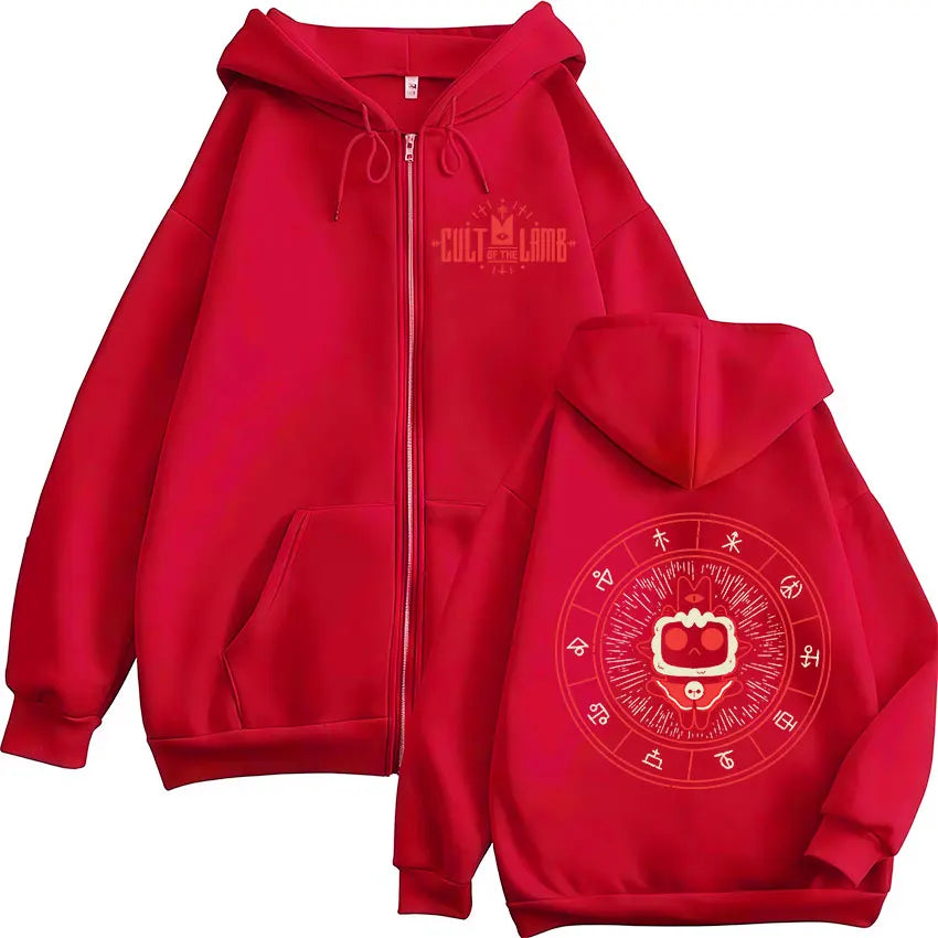 2026 Game Cult of The Lamb Zipper Hoodie Men Women Vintage Long Sleeve Fashion Jacket Sweatshirt Fleece Coats Oversized Hoodies