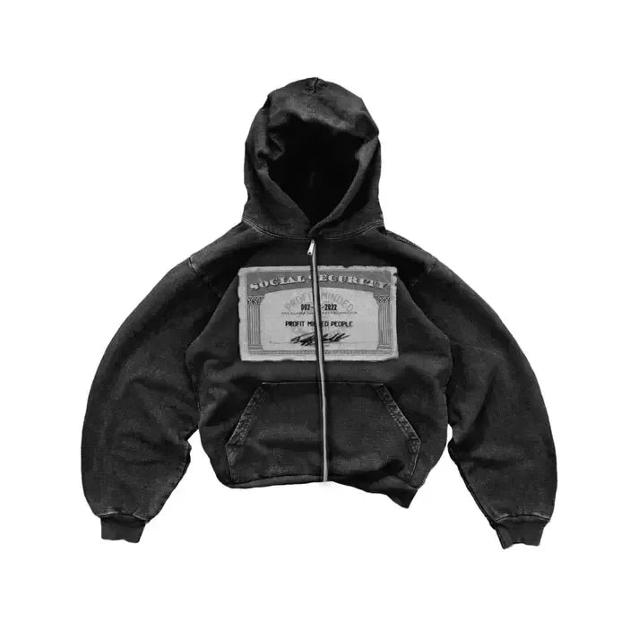 2000s New PM Fashion Men Hoodies Harajuku Hip Hop Printing Long Sleeve Coats Loose zipper Hooded Sweatshirt Men Women Streetwear