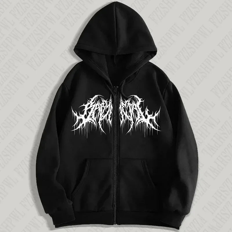 Y2K Zip-Up Hoodie, Men, Clothes with Graphic Prints, Hip Hop Style, Gothic 2026 Autumn Winter Keep Warm Long Sleeves Sweatshirt