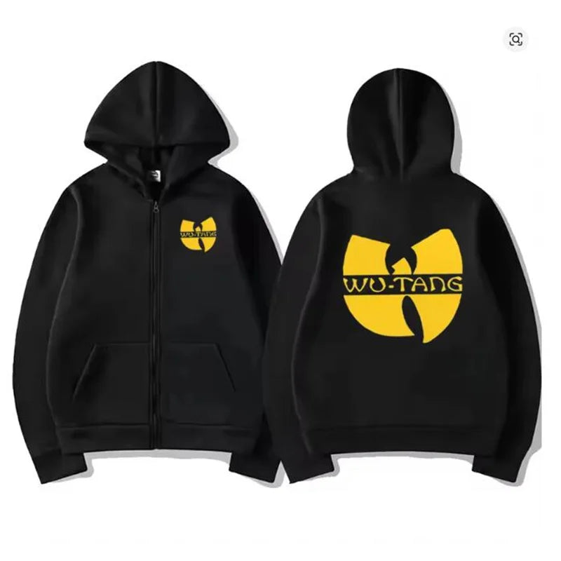 Hip Hop Années 90 Wu Clan T-Tangs Graphics Hoodie Men Women's Punk Zip Up Jacket Long Sleeve Fleece Gothic Coat Loose Streetwear