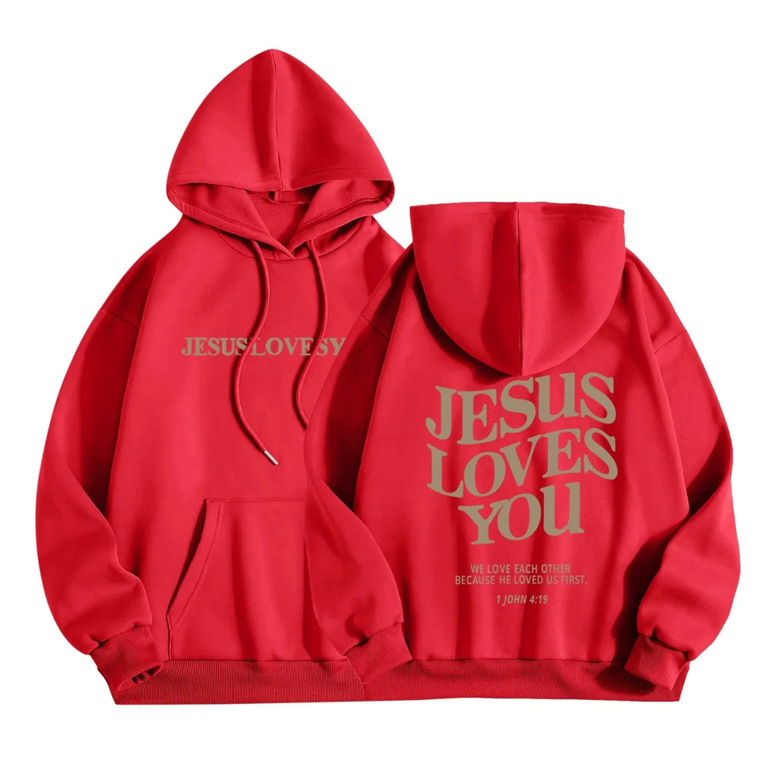 Jesus Loves You Print Pullover Hoodies Women's Hoodie Autumn Winter Men Streetwear Sweatshirt Unisex Hooded Tops Hooded Clothes